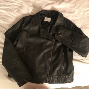 Black Faux Leather Moto Jacket **NEVER WORN
